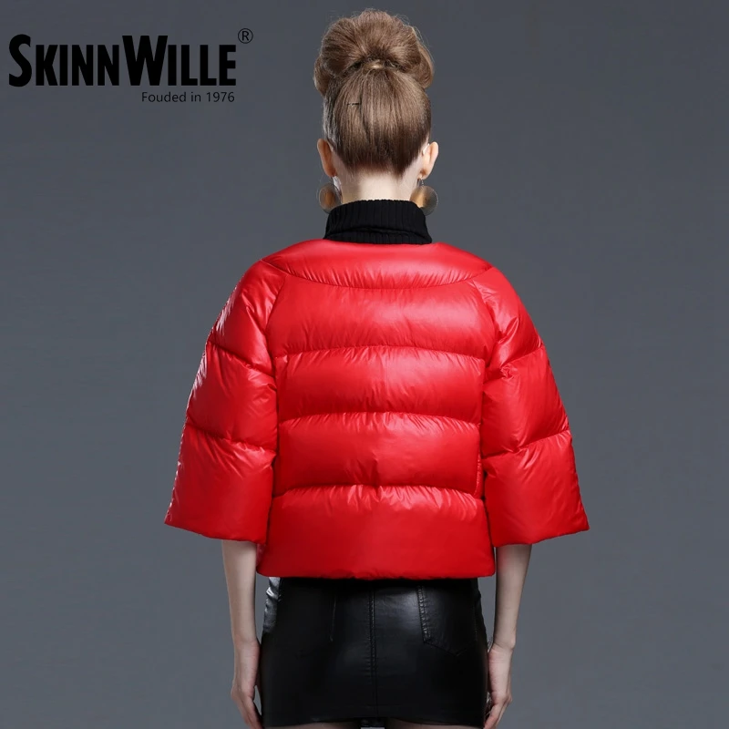 SKINNWILLE модный удобный пуховик классический модель полукороткая рукава короткая длина зимний бренд теплая куртка