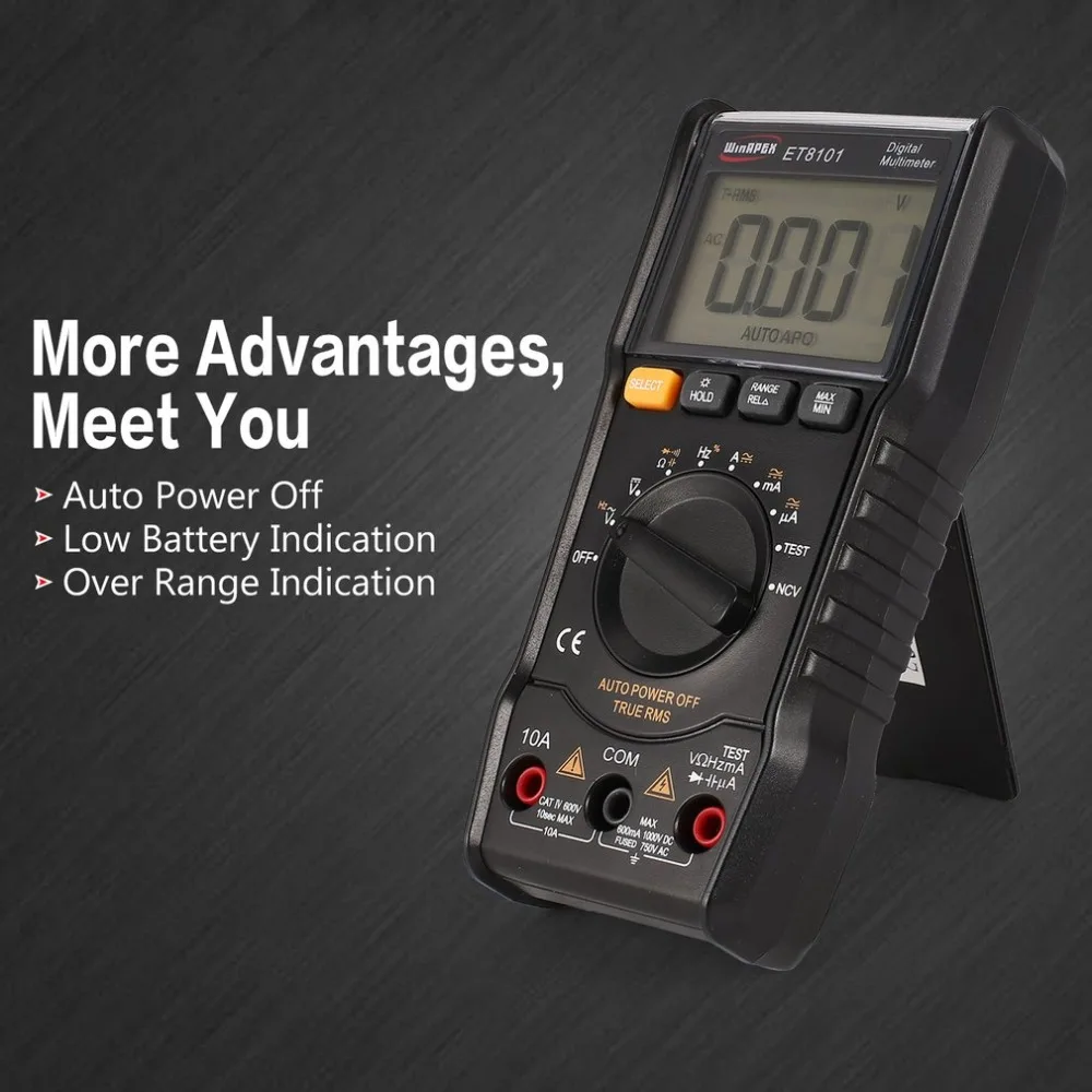 ET8101/ET8102 Цифровой мультиметр 5999 отсчетов True RMS AC/DC Вольт Ампер Ом Емкость Частота NCV диод тестер непрерывности