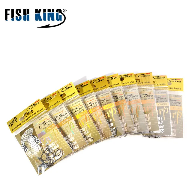 Рыболовные крючки FISH KING из углеродистой стали, приманка, крючок, размер#3-#10, для ловли карпа с кольчатым кораблем для рыбалки, Pesca Peche