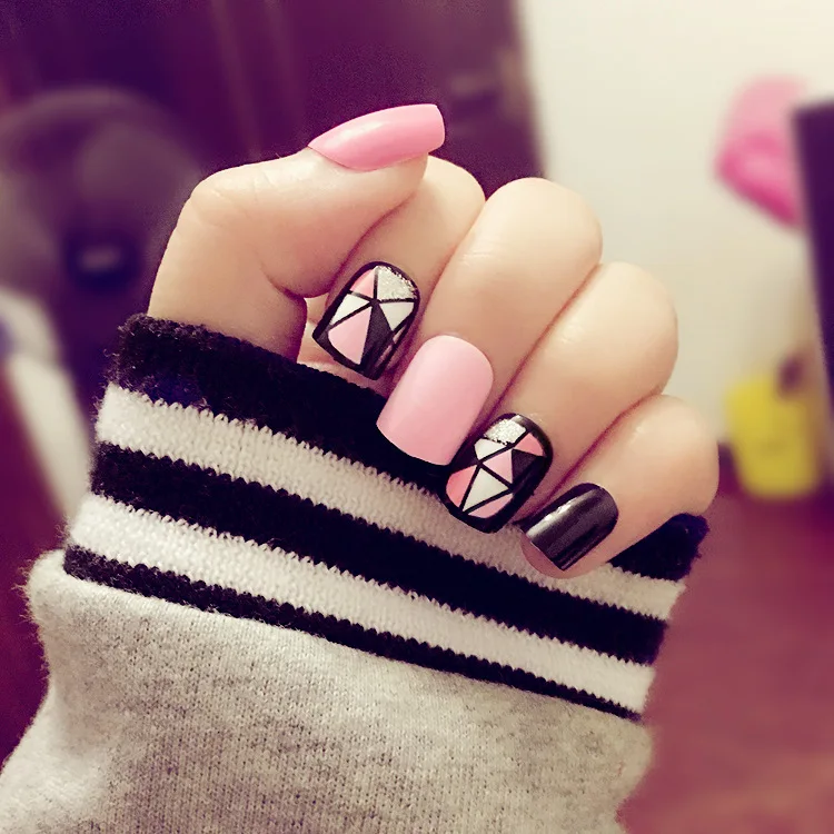 24 шт акриловые бусины розовые накладные ногти советы модные короткие искусство с