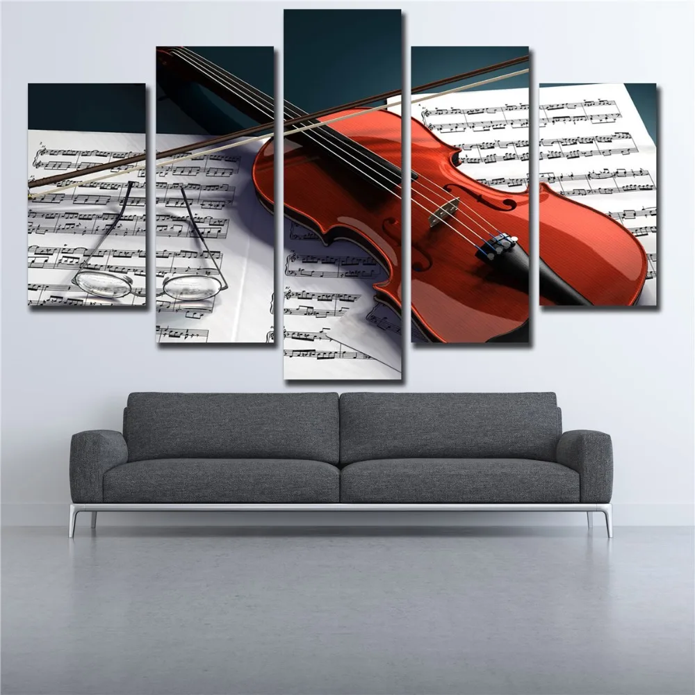 5 шт. современные настенные модульные картины для гостиной с изображением музыки