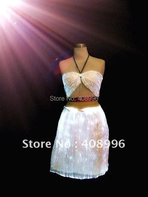 Сексуальная светящаяся юбка из оптического волокна для клубного