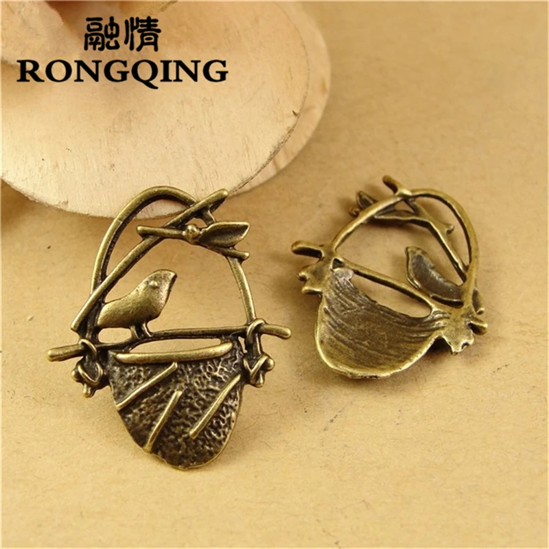 

RONGQING 50 шт./лот 23*19 мм цветочные корзины птица подвеска животные амулеты для изготовления ювелирных изделий
