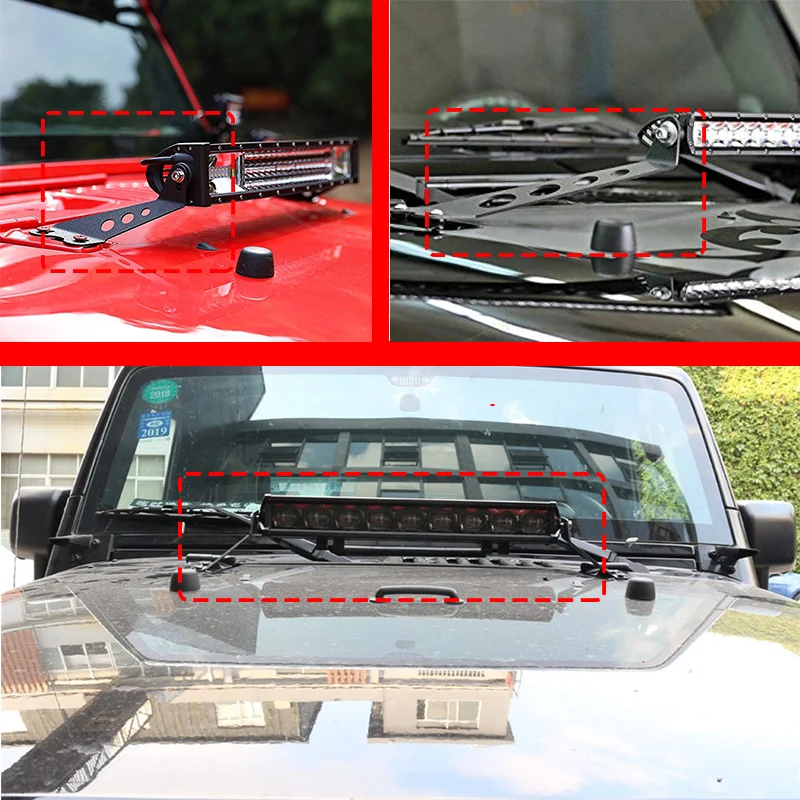 Для Jeep Wrangler 2"-22" светодиодный свет бар капот монтажные кронштейны для Jeep JK 2007- 2 двери/4 двери