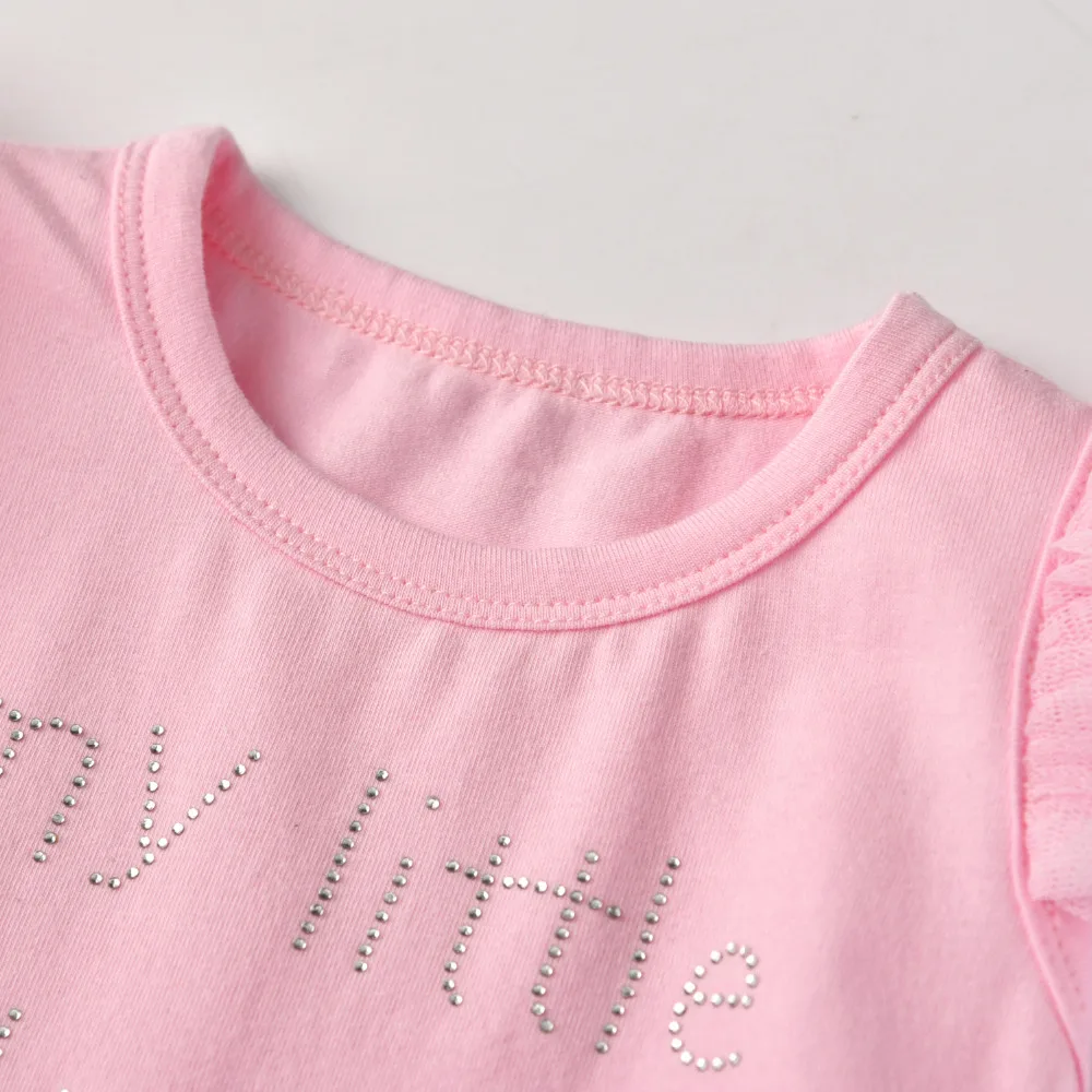 Милое розовое платье для новорожденных девочек с кружевом и надписью My Little Pink