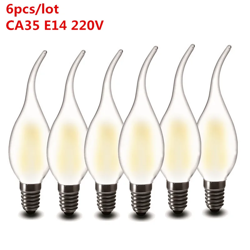 6 шт./лот 2w 4w 6w 8w E27 E14 прозрачные светодиодные лампы 220v A60 G45 ST64 C35 матовая