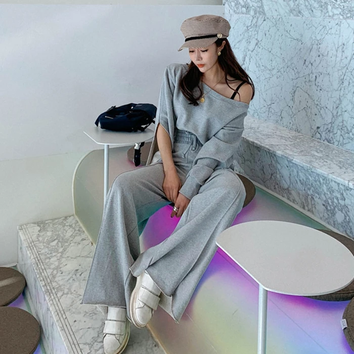 Женские комплекты GETSPRING с воротником лодочкой длинный рукав высокая талия