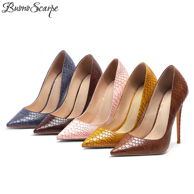 Buono Scarpe/женские туфли на высоком каблуке из змеиной кожи Женские День Валентина