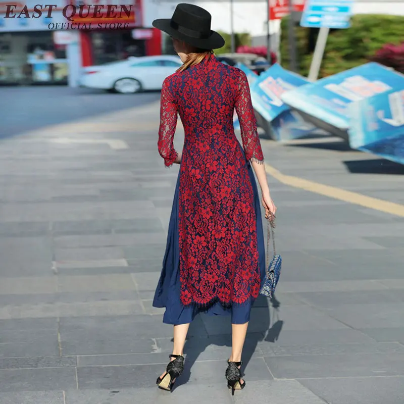 Ципао в китайском стиле Приталенное кружевное современное платье винтажные