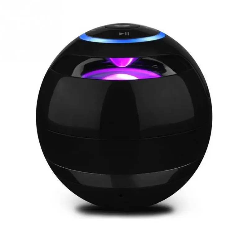 black Мини Bluetooth беспроводной супер бас стерео динамик круглый шар громкой связи TF кард-ридер светодиодный для смартфонов планшетов ноутбуков - Цвет: black