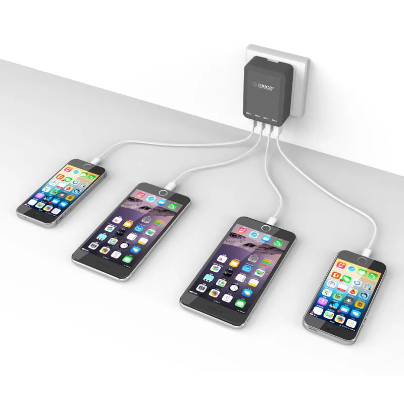 Настенное зарядное устройство ORICO UI4P 4 порта умное с вилкой США для Samsung Xiaomi