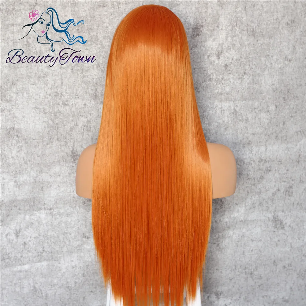 BeautyTown оранжевый цвет 13x6 большая кружевная свободная часть Futura не запутывается термостойкие волосы ежедневный макияж слой синтетический кружевной передний парик