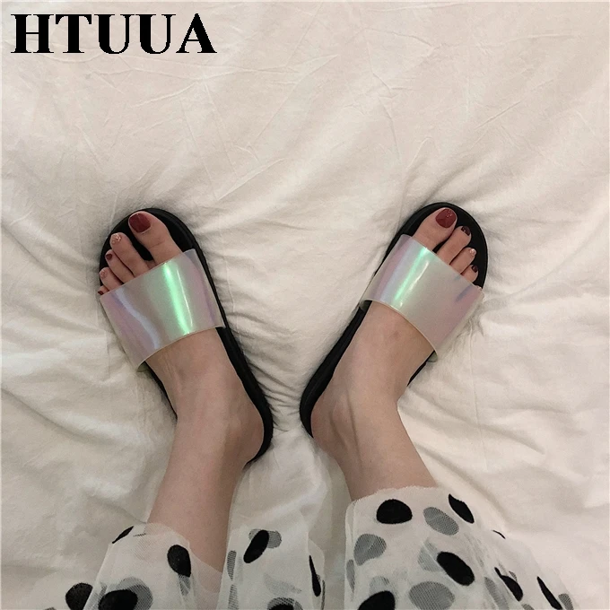 HTUUA/Новинка брендовые тапочки женские сланцы Летняя обувь на плоской подошве с