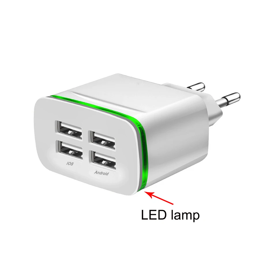 5 в 4A Светодиодная лампа для зарядки путешествии 4 USB быстрое зарядное устройство