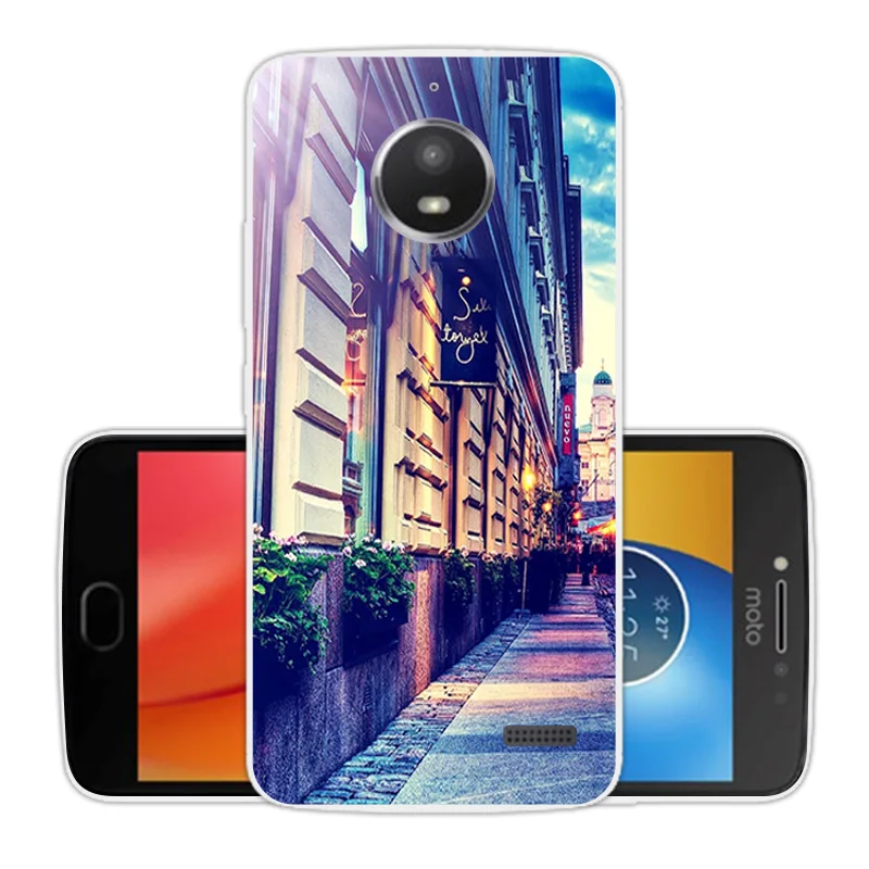 For Motorola Moto E4 Soft Silicon Phone Cover Case for XT1766 XT1763 TPU 5.0&quot Transparent Brick Road |