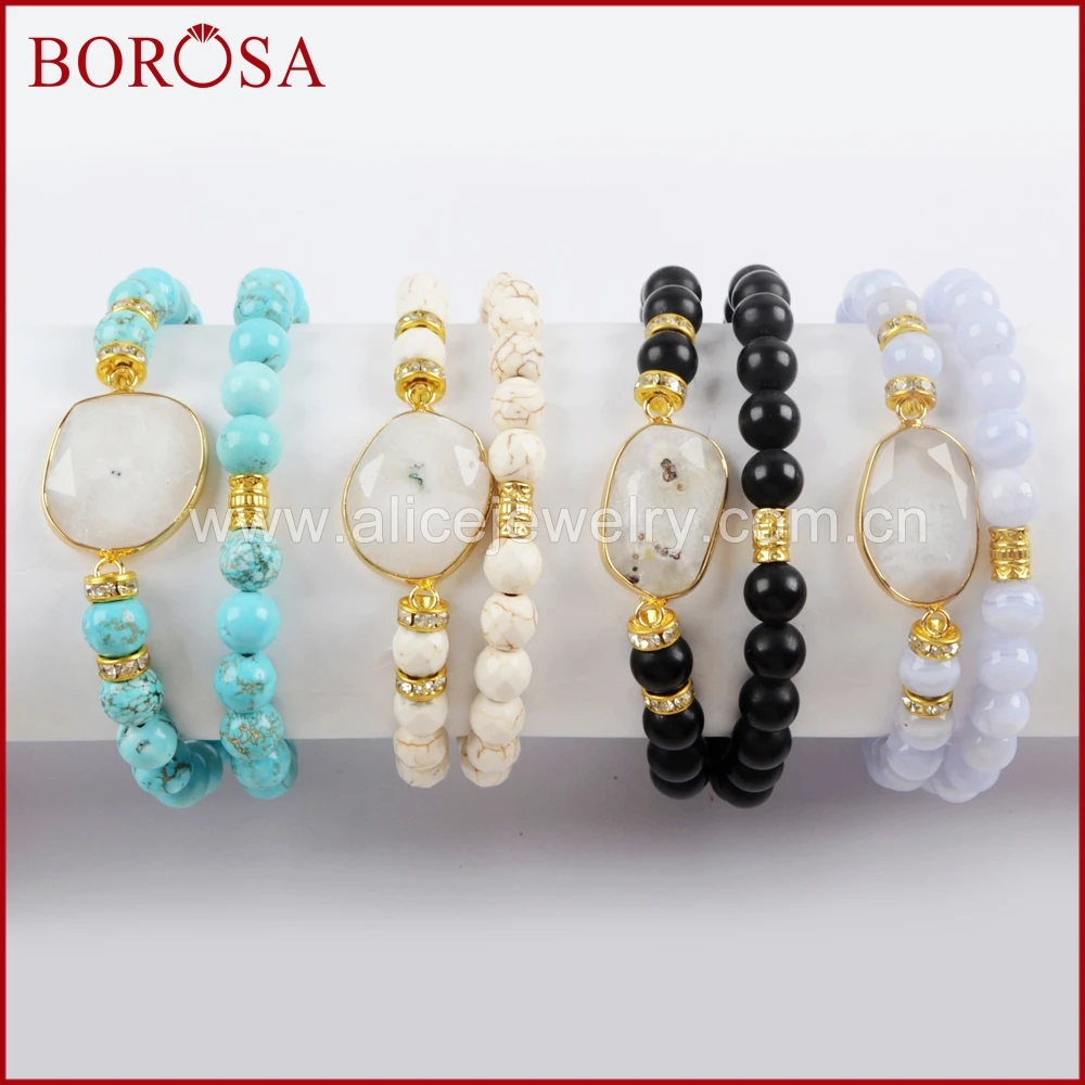 BOROSA 5 шт. золотой цвет натуральный белый Солнечный Кварц Граненый 8 мм каменные