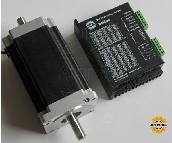 Действовать двигатель 1 шт. Nema34 шаговый 34HS5435B двойной вал 1600oz 3.5A + драйвер DM860 7.8A