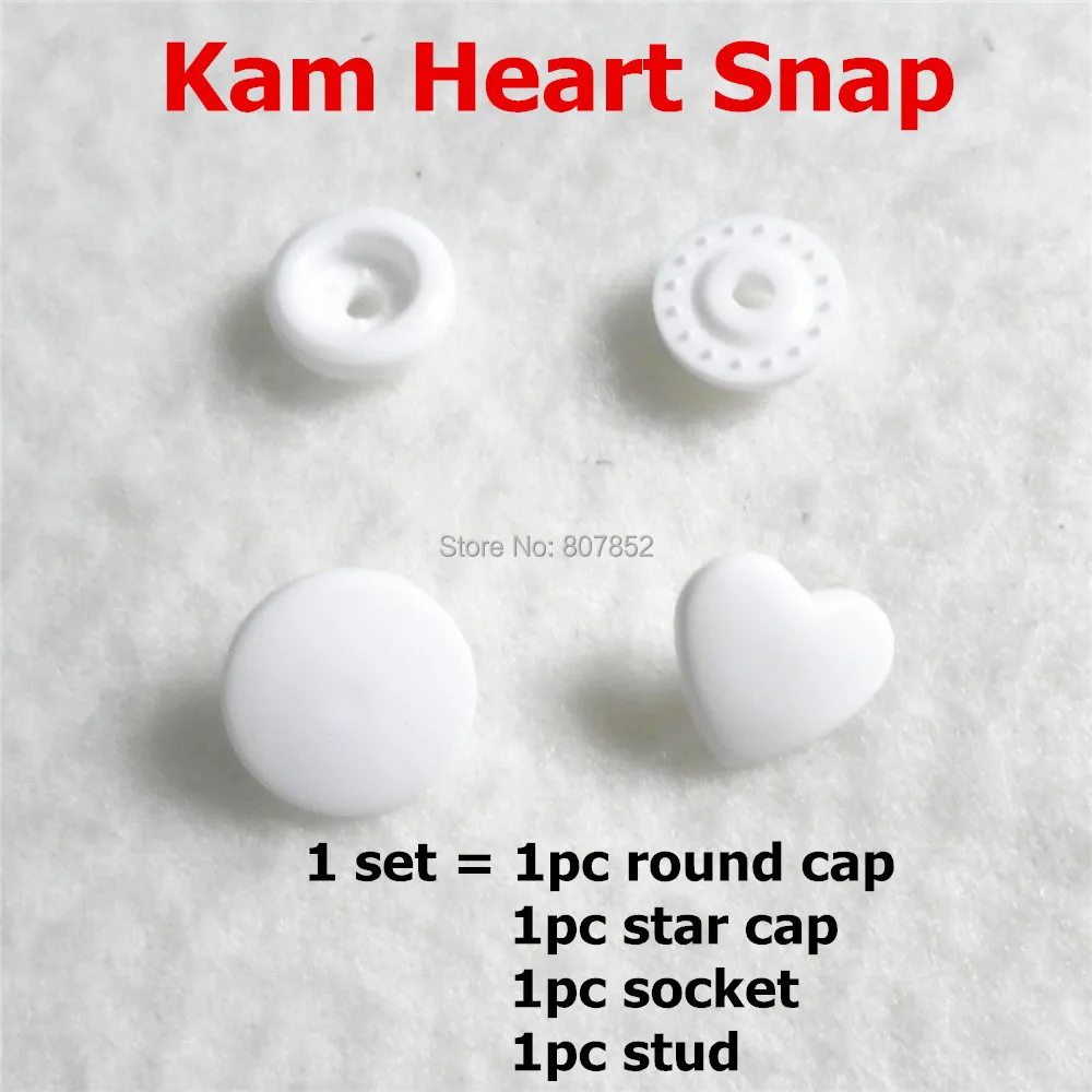 (200 комплектов звездочек + 200 в виде сердца) KAM T5 Star Heart пластиковые застежки-кнопки
