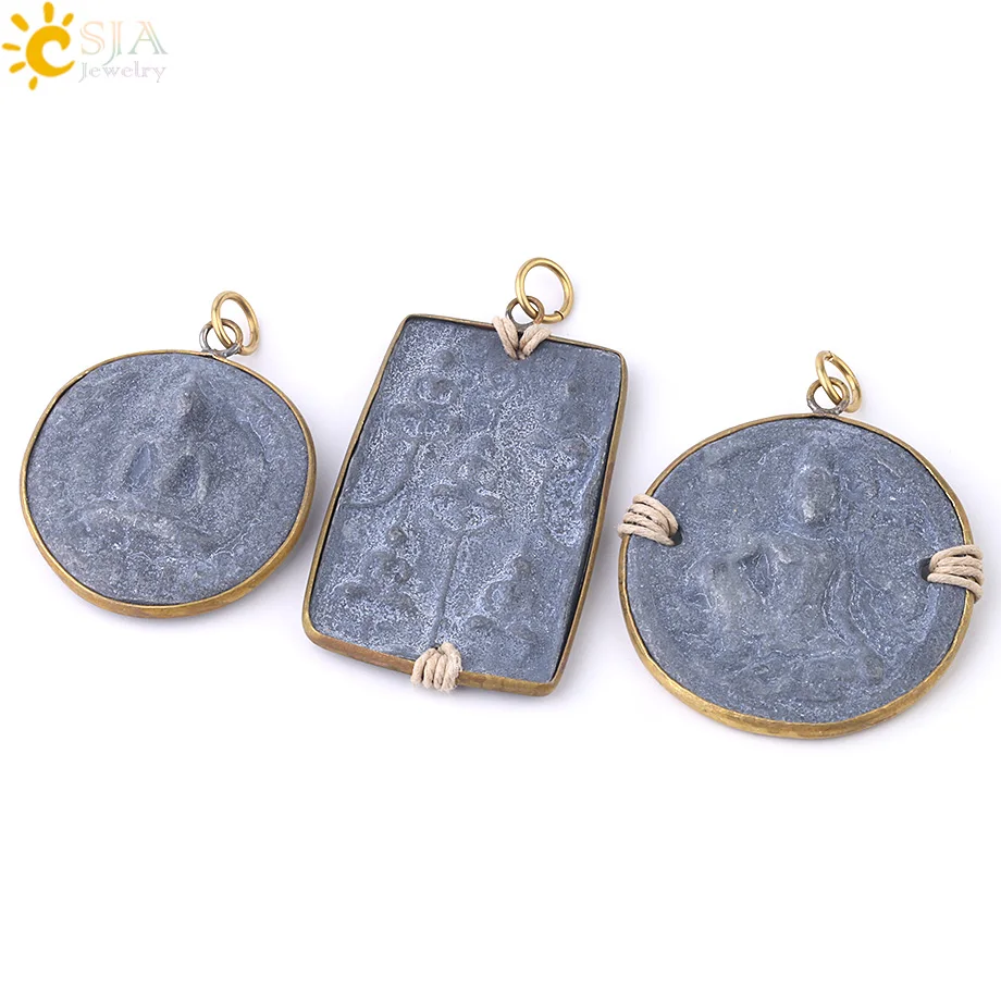 Женский винтажный амулет CSJA кулон в виде Будды круглой и квадратной формы