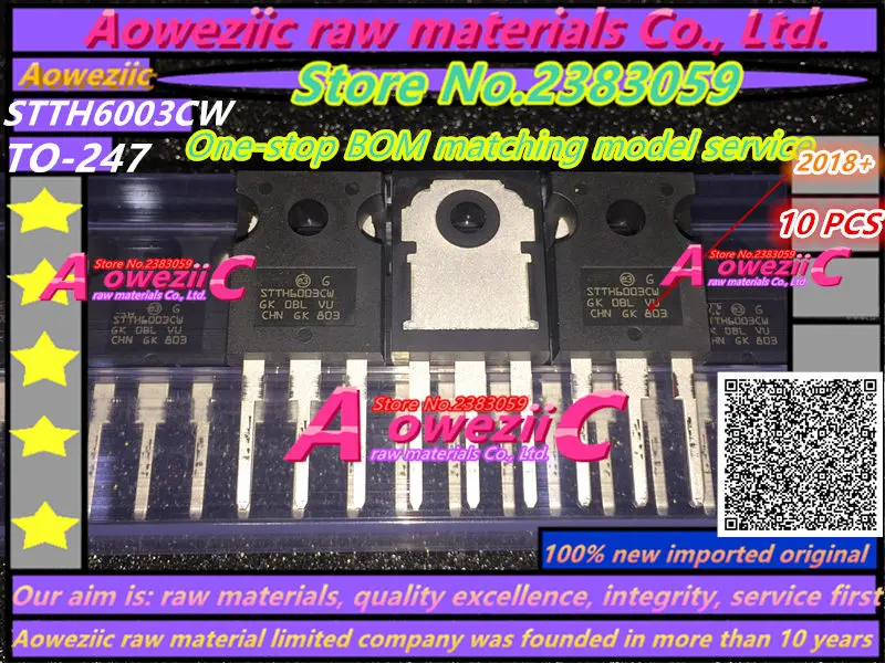 

Aoweziic 2018+ 100% new imported original STTH6003CW STTH6003 TO-247 fast recovery rectifier 60A 300V