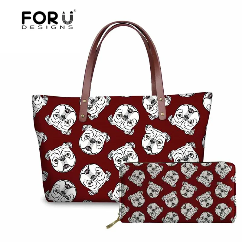 Женская сумка на плечо FORUDESIGNS с принтом в виде английского бульдога сумки верхней