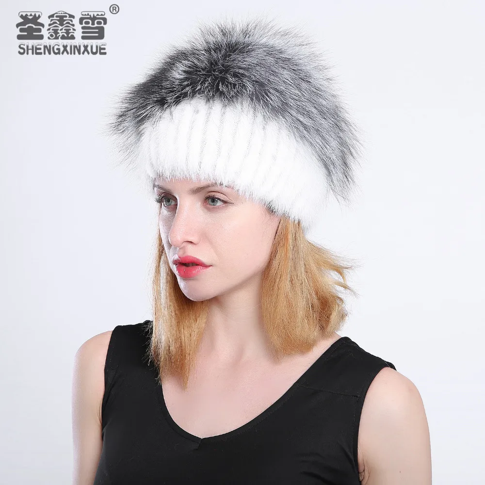 2017 Лидер продаж модные зимние теплые женские вязаные шапки норковые