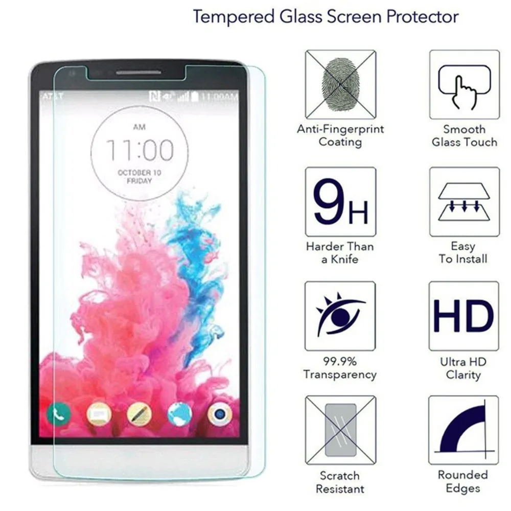 С уровнем твердости 9 H HD 2.5D закаленное Стекло es для Lg G3 стилус D690 абсолютная