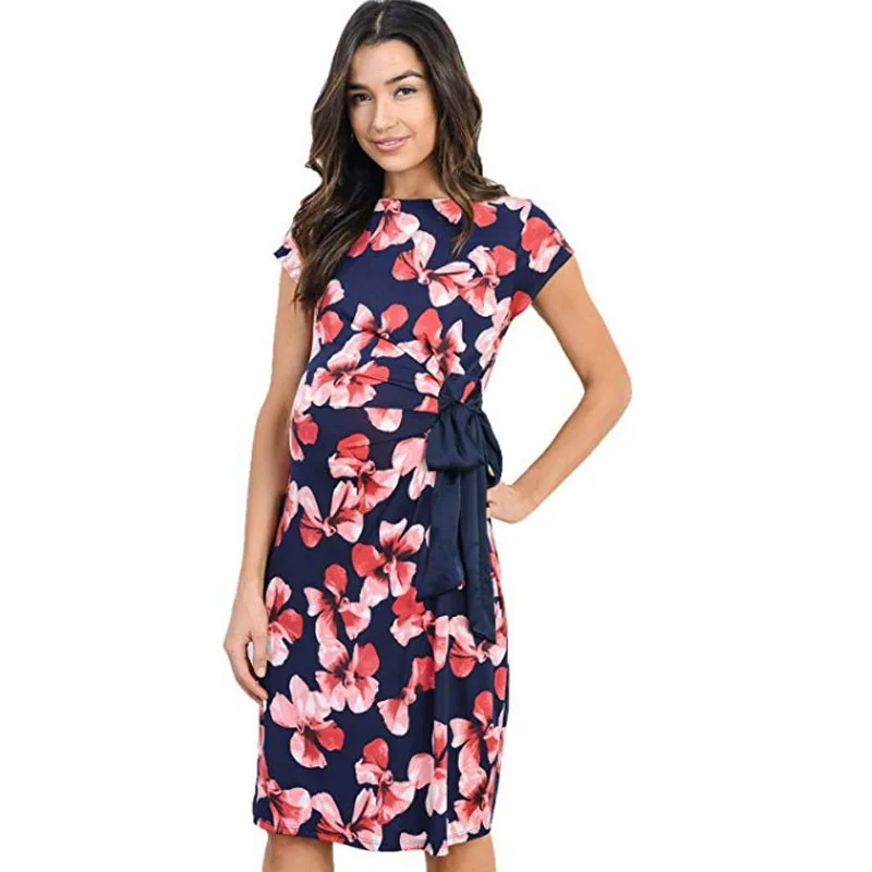 

Summer Short Sleeve Maternity dress Printed Pregnant Clothes Dress Photography clothing women Maternity long pregnant Dress