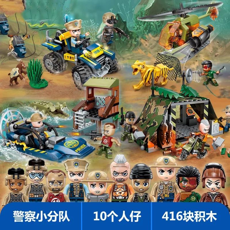 416 шт. детские строительные блоки игрушки совместимые с LEGO city Police series внедорожный