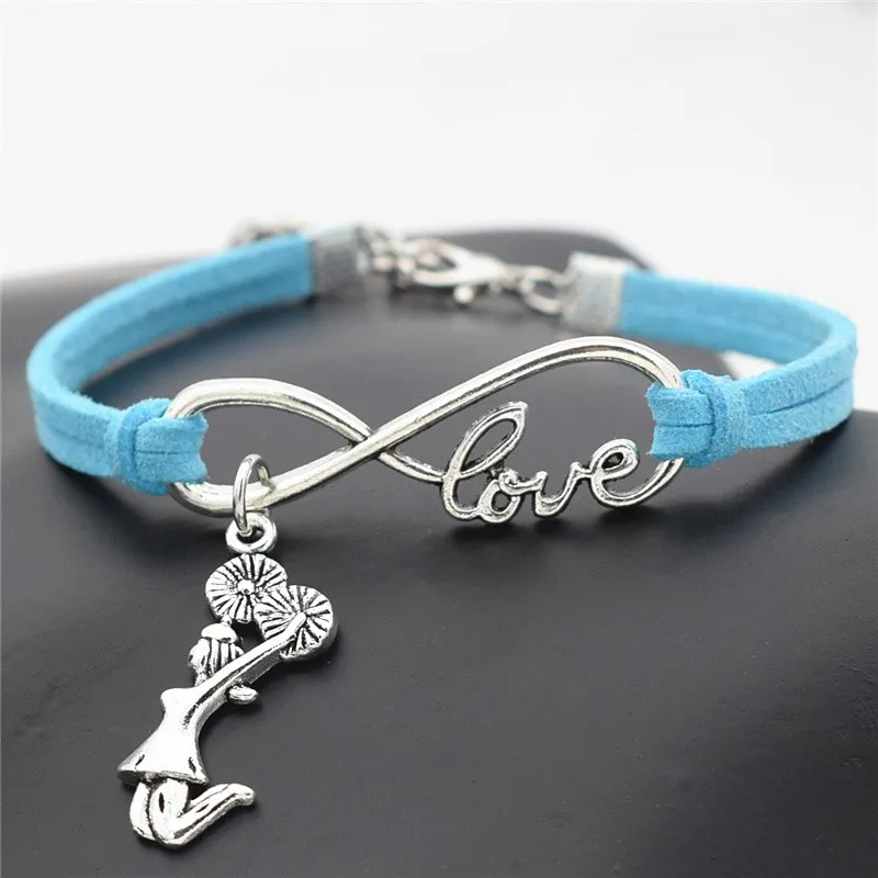 7 Colors New Lucky Infinity Love Cheerleader Girls Charm Leather Bracelets Rope Bangle for Women Men Jewelry Gifts Christmas | Украшения и