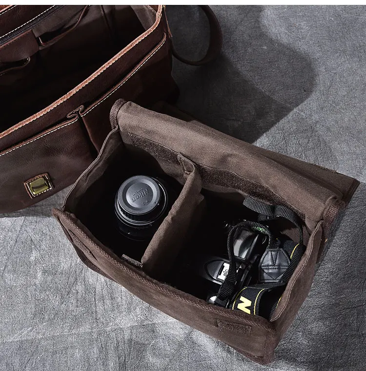 Genuine Leather SLR Camera Bag National Geographic Photography Movable Briefcase Laptop Tote Messenger Shoulder |