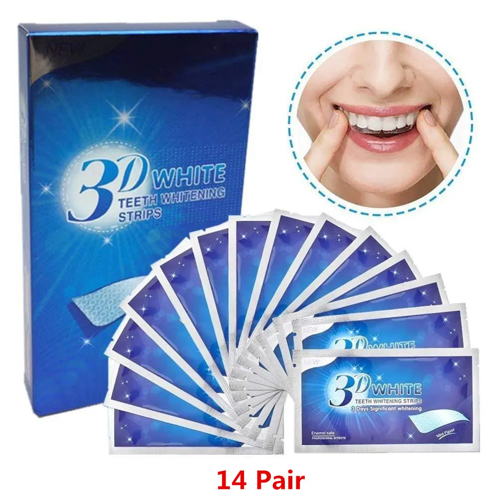14 Pair 28 шт./14 пар, 3D отбеливающие полоски для отбеливания зубов, инструменты для отбеливания зубов, белые виниры, двойная эластичная полоска, гигиена полости рта, чистящий набор - Цвет: 14 Pair