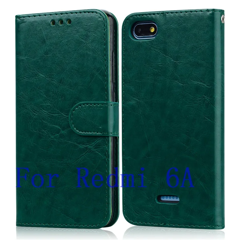 Dark Green For 6A Для Xiaomi Redmi 6 6A чехол мягкий силиконовый кожаный бумажник флип-чехол для Coque Xiaomi Redmi 6 A 6A чехол для телефона с держатель для карт - Цвет: Dark Green For 6A
