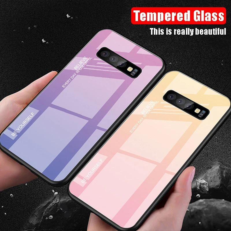 Luxury Gradient Glass Phone Case For Samaung Galaxy S10 S9 8 Plus E Note 9 A10 A30 A40 A50 Protection Back Cover |