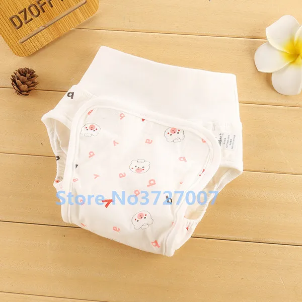 High Waist Pink Bear Милые хлопковые детские подгузники, многоразовые тканевые подгузники, моющиеся подгузники для младенцев, детские подгузники с карманами, трусики для зимы - Цвет: High Waist Pink Bear