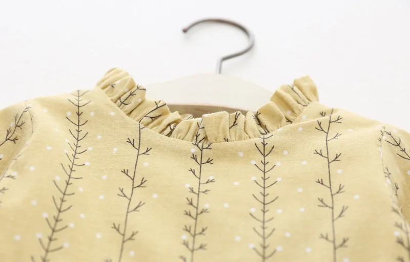 2022 Spring New infant Girls Printing Leaves Princess Dress Children Girl Cotton Ruffles Dresses Baby Kids Long Sleeves Clothing | Детская