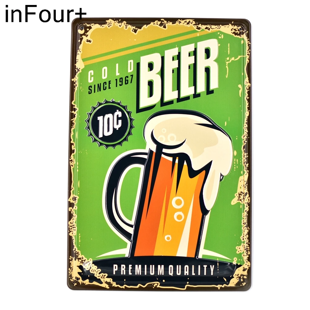 Cold Beer 3D Embossed Metal Sign Bar Pub Decor Tin Vintage Home Retro Plaque Classic Plate | Дом и сад