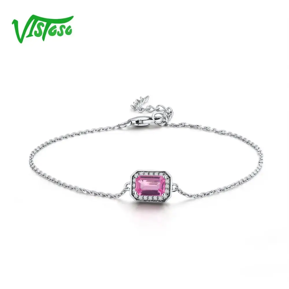VISTOSO 14 K W/Y золотые браслеты для Леди Необычные восьмиугольник синий/розовый