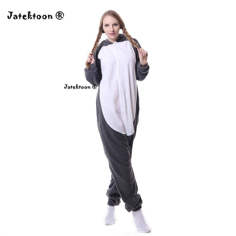 Милый чехол с животным узором Lemur длинный хвост обезьяна взрослых Onesie унисекс пижамы Хэллоуин костюмы для рождественской вечеринки