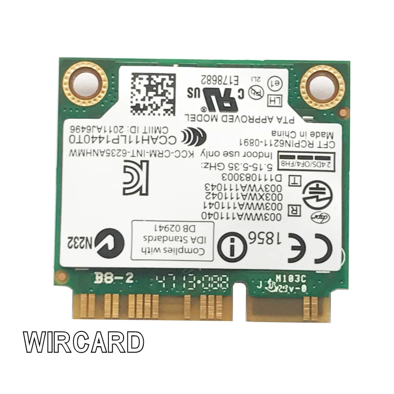 WIRCARD ,  lan-  Intel Centrino Advanced-N 6235 6235ANHMW 300 /, Wi-Fi  BT4.0,  MINI PCIe