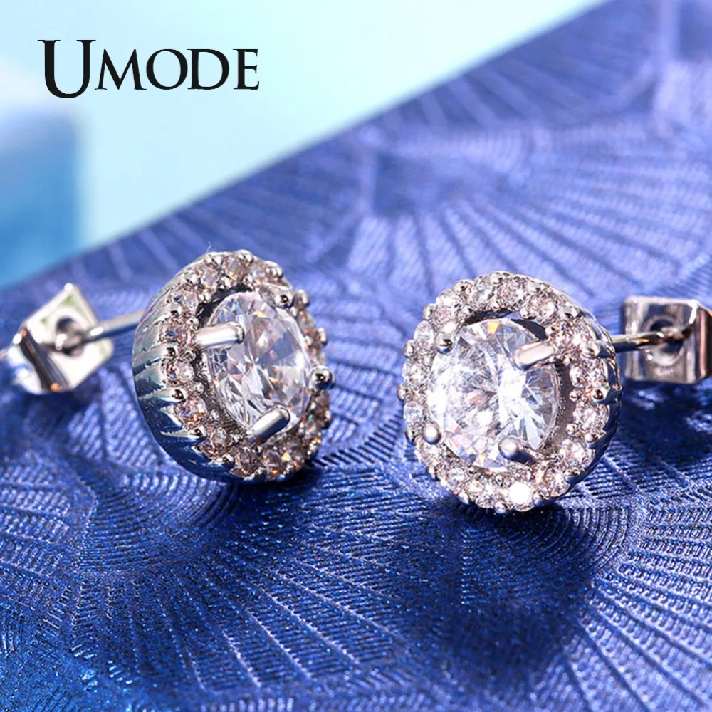 Женские маленькие серьги гвоздики UMODE корейские с кубическим цирконием и
