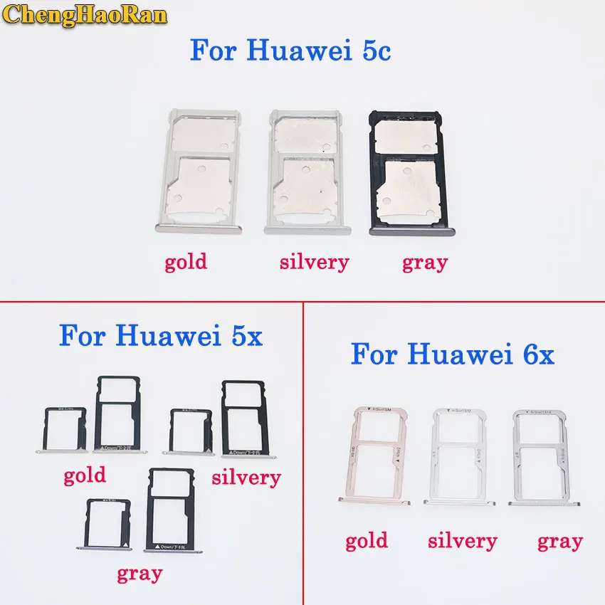 ChengHaoRan для Huawei Honor 5C 5X 6X лоток sim карт + Nano SIM & Micro S D Держатель запасные