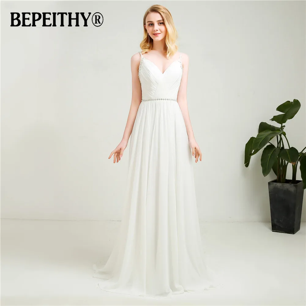 2021 Vestido De Novia шифоновые Свадебные платья с v образным вырезом и кристальным поясом
