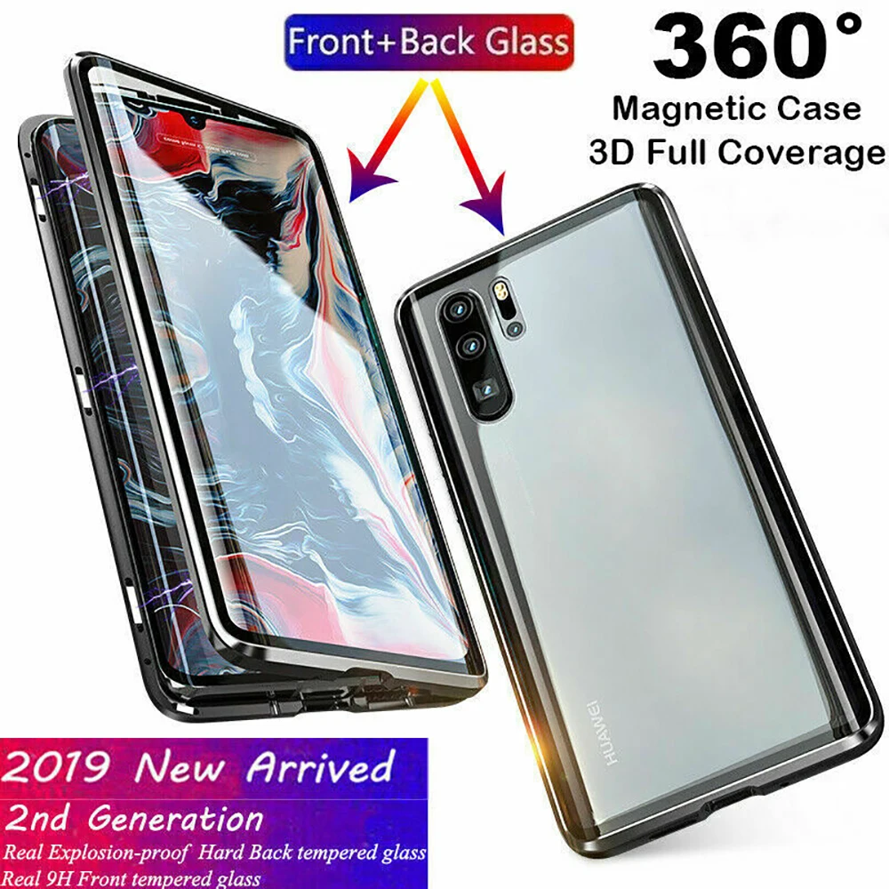 Двухсторонняя для стекла чехол на магните huawei nova 5 pro 5i 4 3 3i honor 20 20i 8X металлический