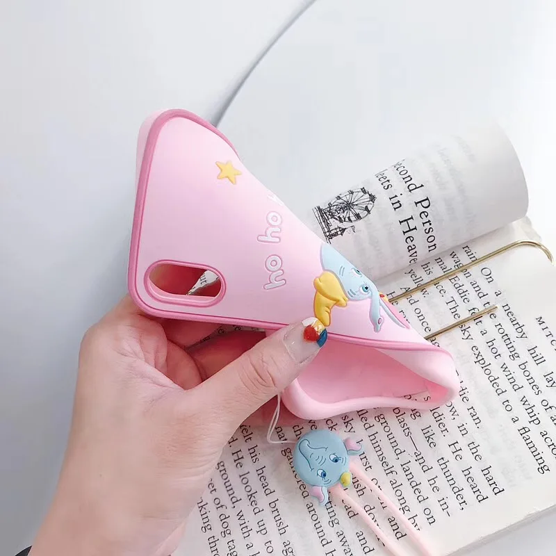 Милый мультяшный Dumbo 3D однотонный силиконовый чехол для iphone X XS Max Xr 8 7 6 6s Plus с