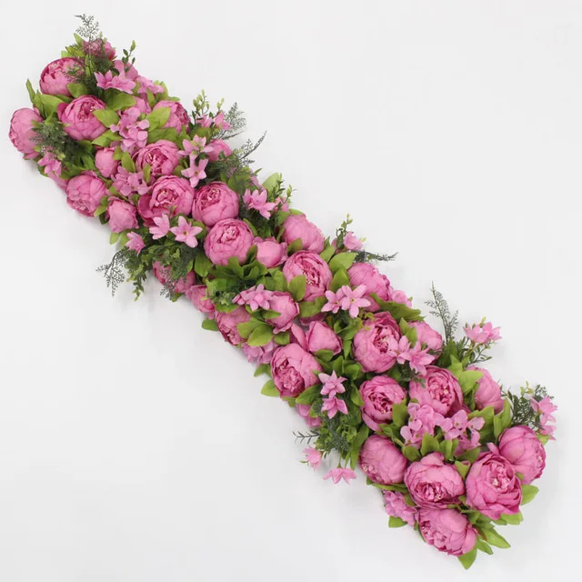 Deep pink B На заказ 35 см Искусственный цветок мяч центральный+ 1 м пионы ряд цветов композиция поставка Декор свадебная АРКА стол цветок bouqet - Цвет: Deep pink B