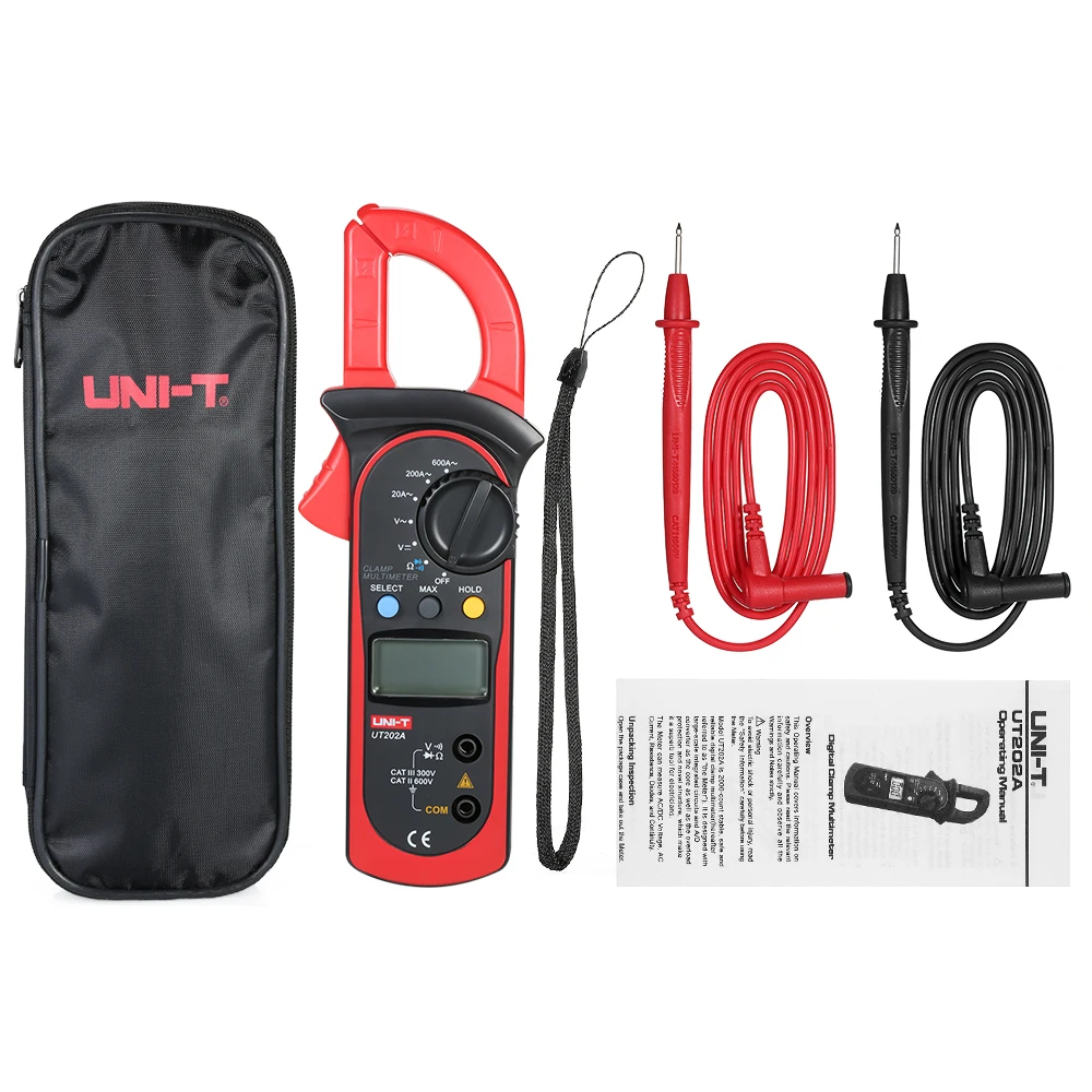 

UT202A Mini AC Current Pliers AC/DC Voltmeter Amperometric Clamp Meter Digital LCD Diode Tester ESR Meter with Storage Bag