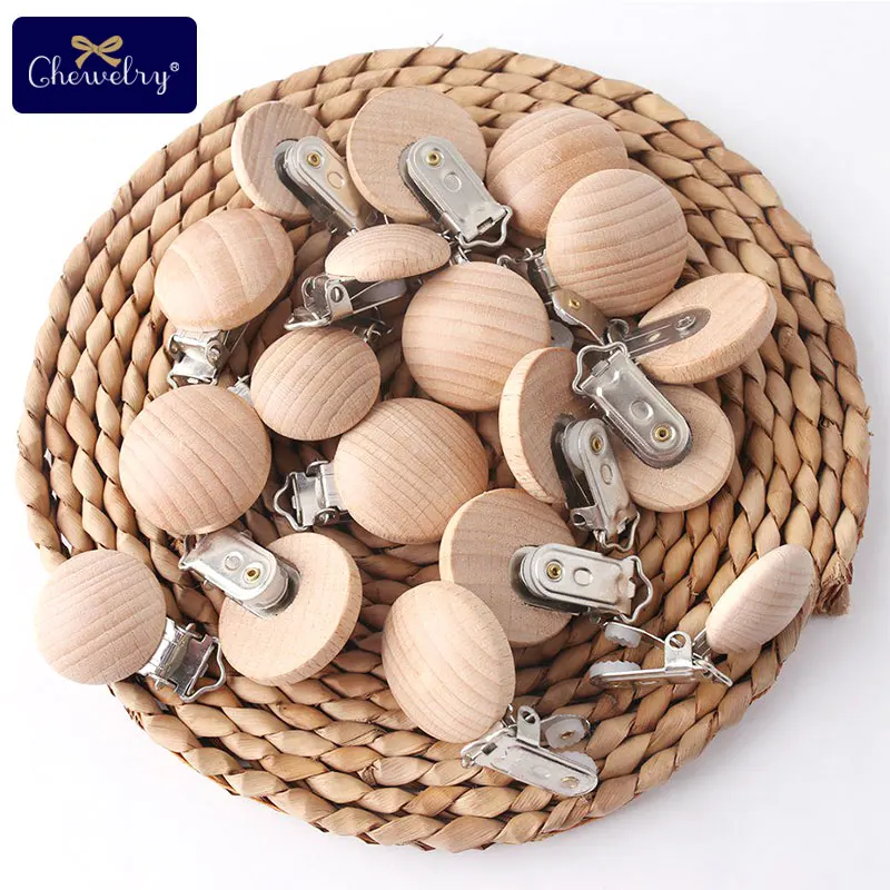 

50PC Baby Pacifier Clips Beech Wooden Clips For Pacifier Chain Wood Dummy Clips Wooden Blanks Teether Holder DIY For Kid Goods