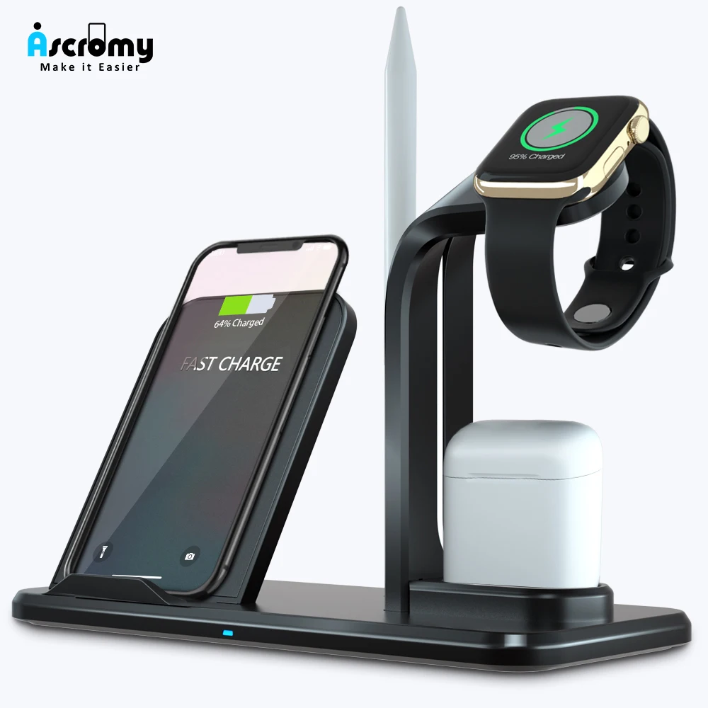 Беспроводное зарядное устройство Qi 3 в 1 Подставка для Apple Watch Series 5 4 3 2 Iphone 11 Pro Max XS MAX XR Iwatch Airpods 1 2