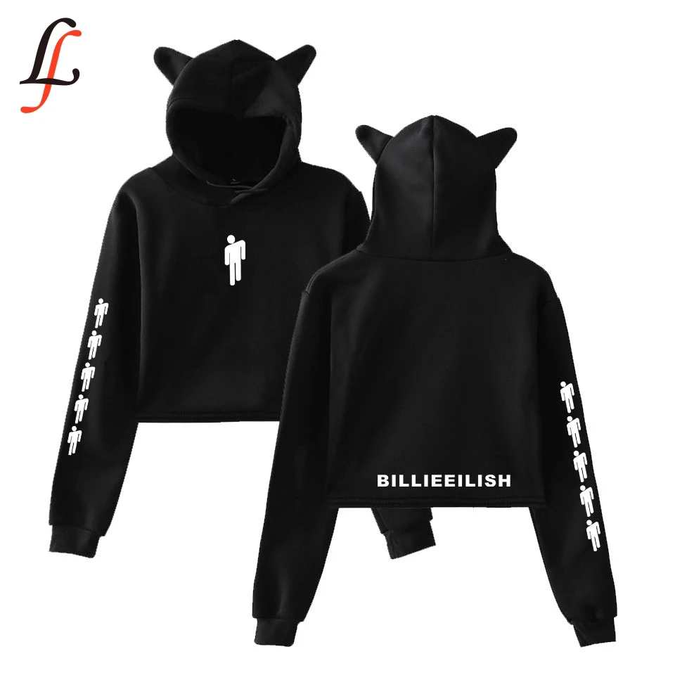 Женский свитер с кошачьими ушками Billieeilish модный короткий кошачий Топ хит